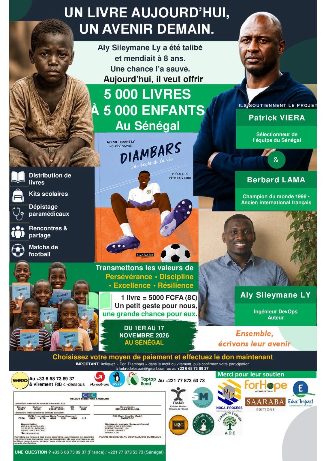 Affiche de la campagne Un livre aujourd'hui, un avenir demain : 5 000 livres à 5 000 enfants au Sénégal